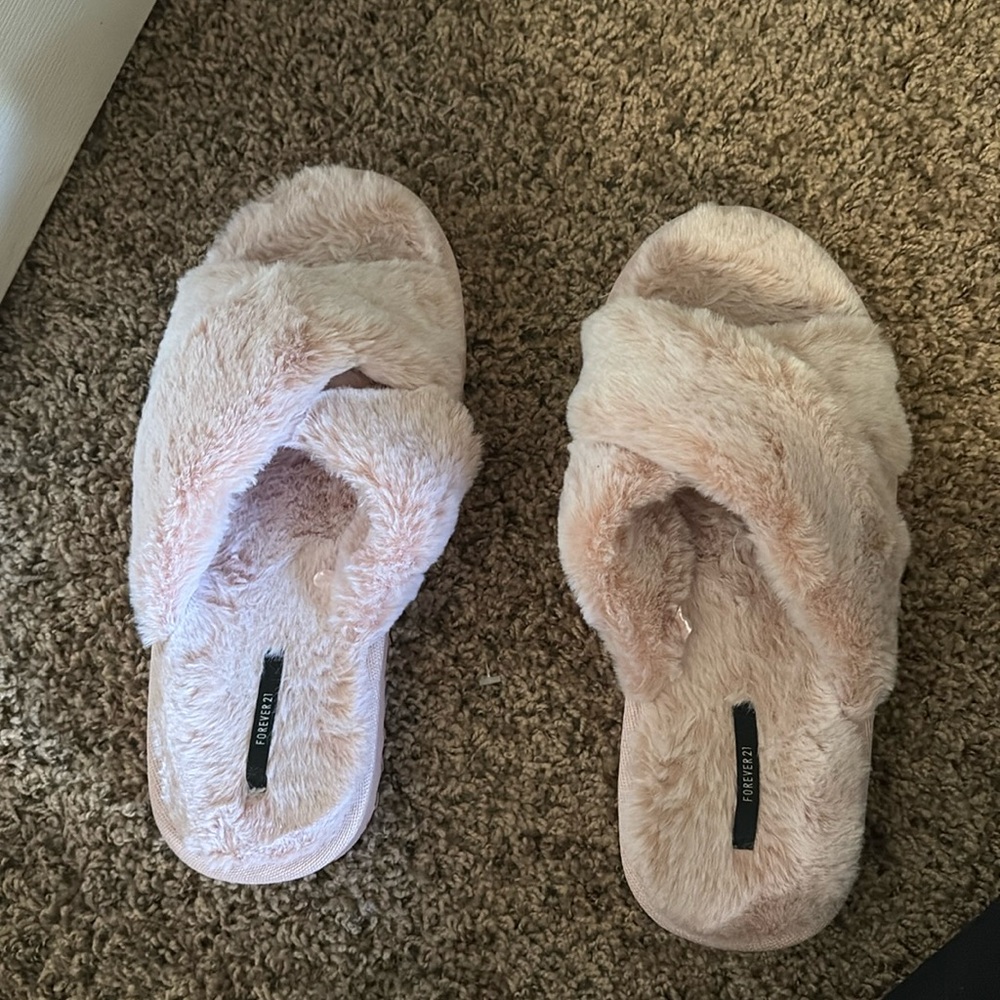 Pink fluffy slippers!!